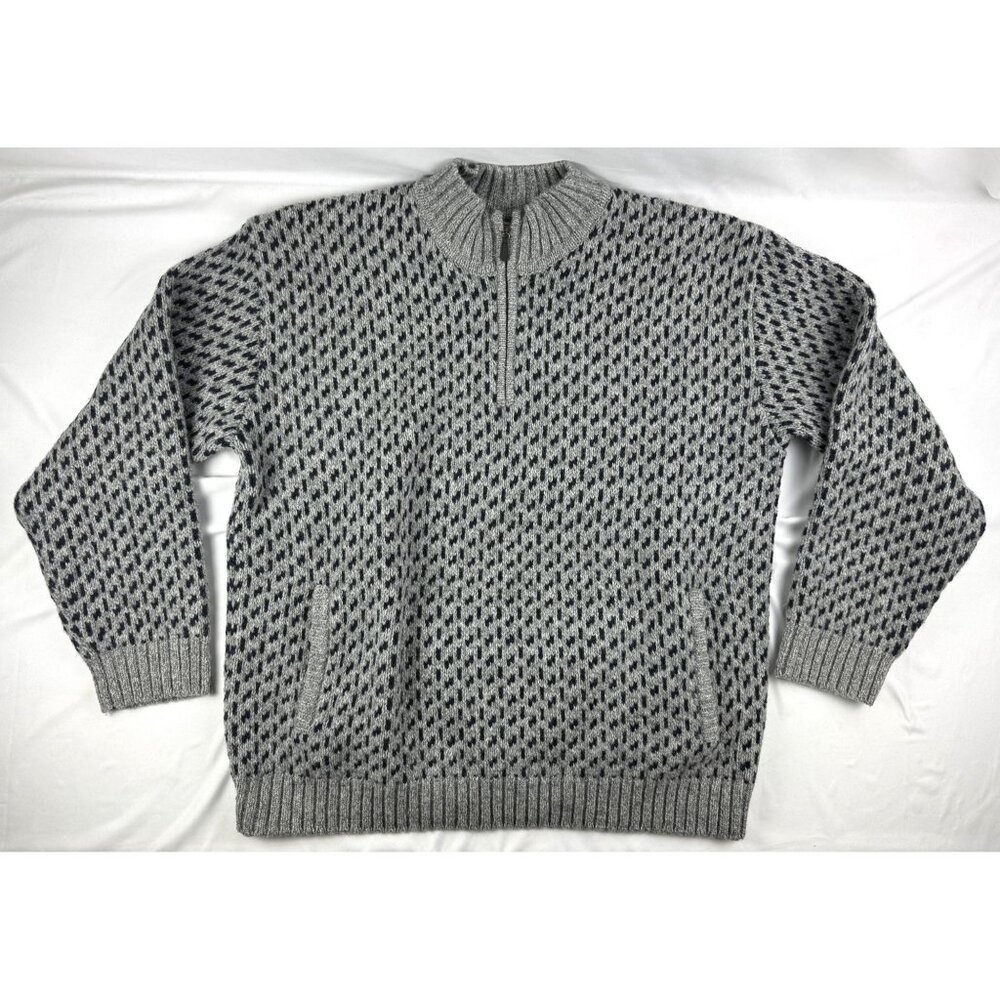 NWT LL Bean Men's Bean's Classic Ragg Wool Sweater Quarter-Zip Fair Isle XL